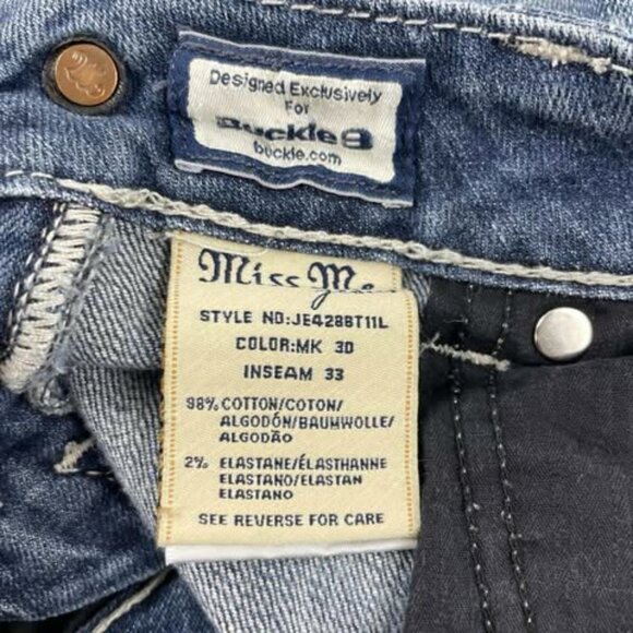 Miss Me Jeans 26 Straight MK 3D Rhinestone Flap Pocket Denim Buckle Exclusive - Picture 7 of 11